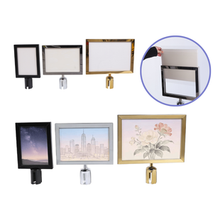 Poste <span class=keywords><strong>de</strong></span> señalización resistente con marco para póster A4 y 900 mm <span class=keywords><strong>de</strong></span> altura para <span class=keywords><strong>señales</strong></span> direccionales en fábricas o tiendas minoristas - Product Image 5