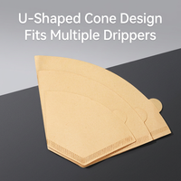 Filtre à café en papier conique en forme d'éventail U103 du fabricant, capacité 50g, importé de Chine, emballage en boîte couleur
