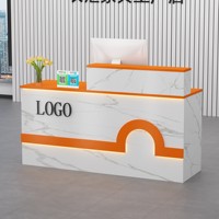 QT-223X Comptoir de réception lumineux incurvé moderne et minimaliste en panneau artificiel de 100 cm pour magasins de vêtements et instituts de beauté