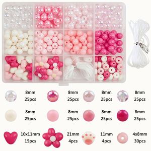 Kit de perles acryliques pastel 12 compartiments pour bracelet DIY, perles rondes, en forme de cœur, de fleur et de patte de chat, avec fil pour la création de bijoux - Product Image 3