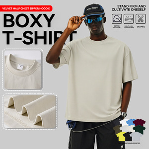 T-shirt Oversize da Uomo a Maniche Corte, Nuova Collezione Estiva, in Cotone 100% da 400g, Stile Vintage, Vestibilità Ampia, Tinta Unita - Product Image 3