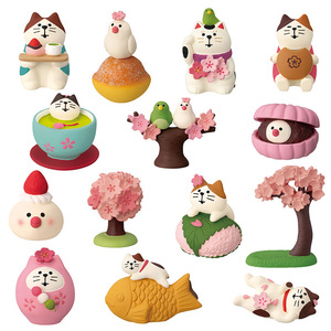 Japanese Style Cute Cat Figurines Cherry Blossom Series Resin Handmade Home Decoration Desktop Car Ornaments - Product Image 5