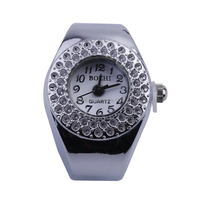 POYA unisexe élastique Satin acier bague montre argent placage carré alliage boîtier Quartz Zircon pierre mariage fiançailles fête cadeau
