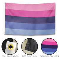 Drapeau de la fierté omnisexe double face en polyester rose, violet et bleu, bannière LGBTQ+ pour les événements de fierté, affichage intérieur et extérieur