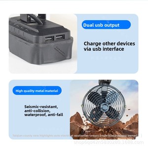 <span class=keywords><strong>Ventilateur</strong></span> électrique à batterie lithium avec 3 vitesses et plus de 12 heures d'autonomie pour le camping en plein air, les stands et les chantiers de construction - Product Image 4