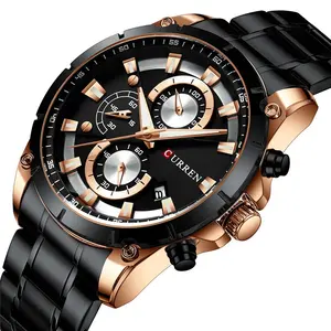 Mode CURREN 8360 montres-bracelets pour hommes multi-fonctionnel chronographe de luxe affaires bracelet en acier inoxydable montres étanches