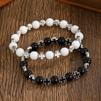 Cruz geométrica combinable a la moda de Europa y Estados Unidos para pulsera para hombres y mujeres con cuentas elásticas de nicho para pulsera para