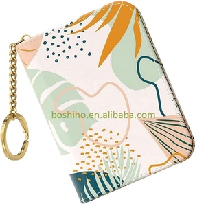 Custom <b>RFID</b> <b>Blocking</b> Leather Minimalist Front Pocket Women's <b>Wallet</b> with Zipper Coin Purse Credit Card Holder - Product Image 1