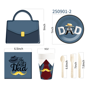 ชุดของตกแต่งวันพ่อ DAMAI ชุดจานชามสำหรับคุณพ่อที่ดีที่สุด ประกอบด้วยจานกระดาษและแก้วกระดาษแบบใช้แล้วทิ้งสำหรับงานเลี้ยงวันพ่อ - Product Image 5