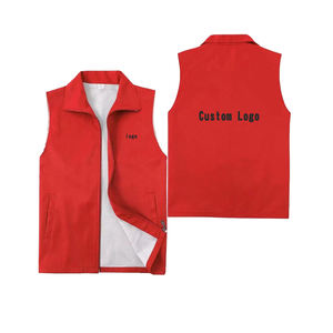 Gilet da lavoro volontario personalizzato a doppio strato a forma di diamante con chiusura a cerniera con Logo gilet Unisex bianco - Product Image 2