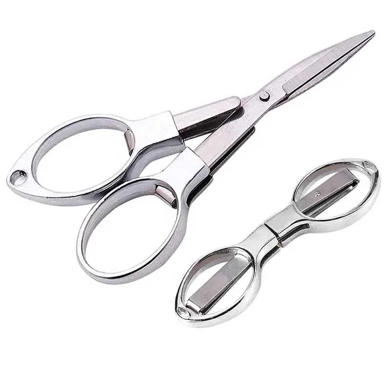 Mini Lipat Stainless Steel Gunting Gantungan Kunci Perjalanan Memancing Scissor Cutter Berkemah