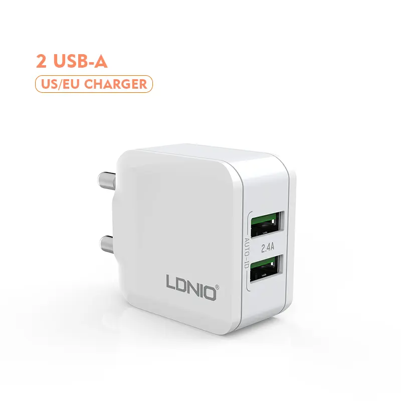 LDNIO A2201 High Quality 2 USB Ports 2.4A EU/US Fast Charging Wall Charger For Mobile Phone Laptop 2.4A Dual USB Fast Charger