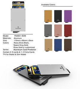 Portefeuille porte-cartes en aluminium CardHoda avec blocage RFID, taille 6 pouces, sans fermeture, style tendance, 9 mm d'épaisseur, 40 g léger - Product Image 2