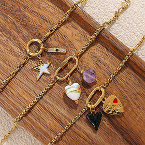 จี้แฟชั่นรูปหัวใจ สแตนเลสชุบทอง 18K ดีไซน์ไม่สมมาตร ของขวัญเครื่องประดับสำหรับผู้หญิง - Product Image 1