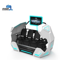 Cinéma VR 9D 4 places, à monnayeur, intérieur/extérieur, en métal et plastique, avec lunettes DPVR 4K, machine de jeu pour parc d'aventure, 100 jeux, 12M