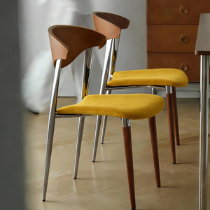 Scandinavian Minimalist Upholstered <b>Dining</b> <b>Chair</b> Solid Wood Metal Frame Designer Creative <b>Chair</b> Adult Use - Product Image 1