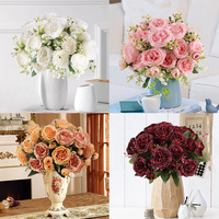 Pivoines artificielles en soie, bouquet beige, 4 lots, style ROMANTIQUE, durables, 14,25 pouces, pour décoration de table de mariage ou de la maison