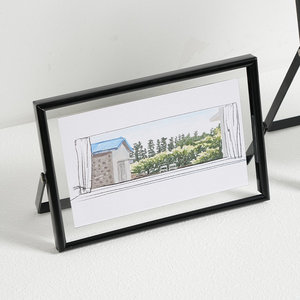 INS-style metal double-sided transparent real glass photo <b>frame</b> display stand - Product Image 5