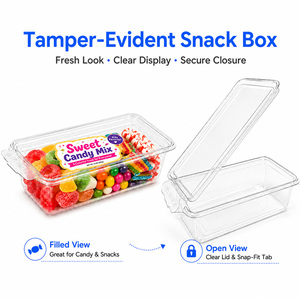 Eco Friendly Recyclable RPET Crystal <b>Clear</b> Anti-Fog Tamper Proof Hinged Lid Plastic Dessert Candy Bakery Clamshell <b>Box</b> - Product Image 1