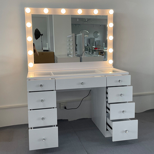 Vente Flash Commode Moderne Blanche à 9 Tiroirs avec Coiffeuse et Miroir LED Triple Éclairage - Product Image 2