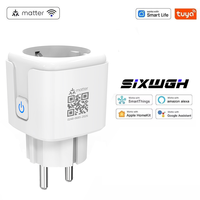 Prise intelligente SIXWGH Matter EU Schuko 16A WiFi avec moniteur d'énergie, compatible avec Apple Home, Google Home, Alexa et l'application Tuya