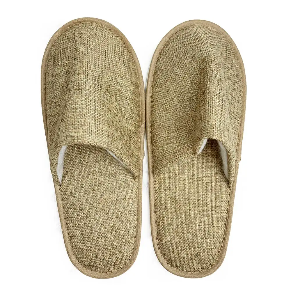 Biodegradable जूता (स्पा, होटल, इनडोर) जूट बांस 100% प्राकृतिक ईवा सन बुनाई होटल चप्पल के साथ मखमल स्पंज