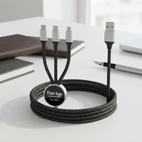 Nouveauté Câble de données USB-C en nylon 3 en 1 100W 5A à charge rapide pour téléphone, ordinateur portable et utilisation en voiture