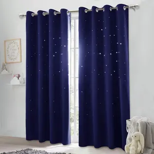 Twinkle Stars Navy Blue Blackout Curtain Kids Room Curtains For The Living Room Luxury Modern