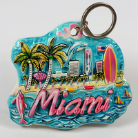 Porte-clés en résine personnalisable avec gravure, nouveau design, souvenirs de Miami Beach, vente en gros