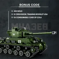 Reobrix 77030 Nueva Serie de Tanques, Modelo de Tanque de Batalla Principal de la Segunda Guerra Mundial, Bloques de Construcción para Exhibición en Escritorio, Juguetes DIY para Niños, Regalo, Sets de Bloques de Construcción