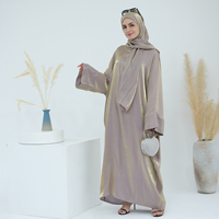 Nouvelle Abaya Dubai Modeste en Polyester Brillant à Capuche Une Pièce 2024 Robe Musulmane pour Femmes avec Hijab Intégré