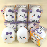 Balle Squishy Kawaii Fantôme Blanc Mochi Surprise, Jouet à Presser pour Fêtes d'Halloween et de Noël