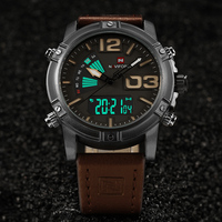 Reloj de Pulsera Deportivo Naviforce 9095 de Lujo, Marca de Moda, Reloj de Cuarzo para Hombre, Fecha, Semana, Doble Hora, Digital, Analógico, de Cuero
