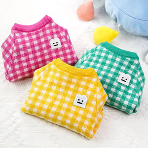 Shine And Shine Dog Sweater Winter Warm Checkered Knit <b>Clothes</b> For Small Medium Large <b>Pugs</b> And Cats Pet Apparel - Product Image 5