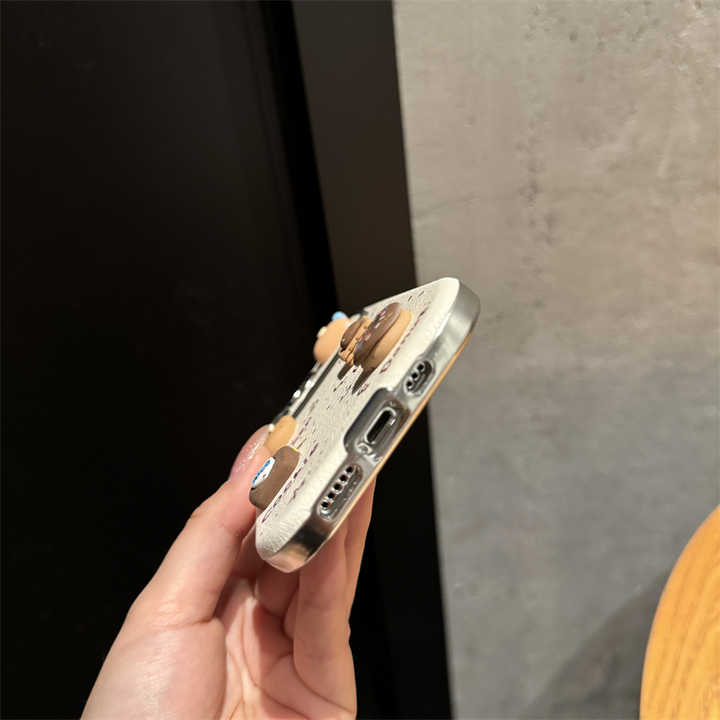 Cute Cartoon bear Cookies leather Mobile Phone Case For iPhone 16 15 14