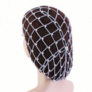 Nouveau style – Bonnet en maille crochetée noir perlé pour femme, filet à cheveux tricoté, vente en gros - Product Image 5