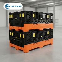 Bac à palettes en plastique pliable robuste avec 8 pieds, profil bas, 4 portes ouvertes pour le stockage industriel et la logistique