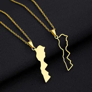 Fashion collana acciaio inox Morocco Map Pendant Necklace Stainless Steel Necklace For Women
