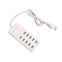 Prise murale 10 ports en ABS avec hub USB, station de charge, chargeur super rapide 50W, prise d'extension USB universelle