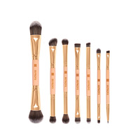 Lot de 7 pinceaux professionnels double-tête pour poudre libre, fard à paupières, blush et fond de teint – Vente en gros