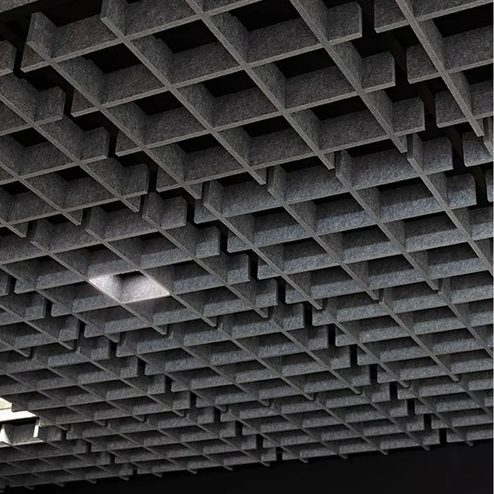 Fornitore di lastre per pannelli acustici a parete fonoassorbenti a soffitto con deflettori colorati di forma geometrica moderna