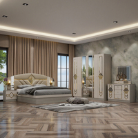 Ensemble de meubles de chambre à coucher moderne Royal Villa, lit king size avec tête de lit éclairée et rangement, cadre en MDF/bois, finition laquée, idéal pour hôpitaux et hôtels