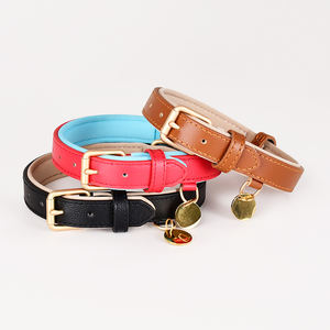 <span class=keywords><strong>Collar</strong></span> de perro de cuero suave con placa de nombre, venta al por mayor, stock personalizado, de lujo, hecho a mano, reciclado, para mascotas, accesorios para caminar - Product Image 2