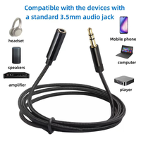 3,3 Fuß Kopfhörer-Verlängerungskabel 3,5 mm Stecker auf Buchse Aux-Audio-Verlängerungskabel Nylon-Ummantelung für Mediaplayer