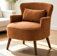 Fauteuil d'appoint rembourré à pieds en bois, canapé individuel, fauteuil de détente pour la maison, la chambre et le salon - Vente directe en gros