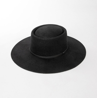 A022003 Nouveau style Chapeau Fedora à large bord rétro 100% en laine Chapeau haut de forme polyvalent et simple avec ceinture de décoration Chapeau haut de forme