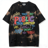 T-shirt personnalisé vintage 100% coton décontracté surdimensionné écologique OEM 260GSM, t-shirts tie-dye imprimés DTF de printemps à grammage lourd