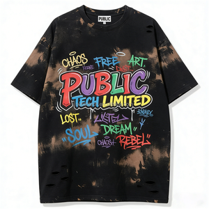 T-shirt personnalisé vintage 100% coton décontracté surdimensionné écologique OEM 260GSM, t-shirts tie-dye imprimés DTF de printemps à grammage lourd - Product Image 1