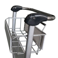 Chariot à bagages d'aéroport à quatre roues avec roulettes silencieuses, support de panneau, cadre en aluminium robuste, frein à main, frein automatique, conception empilable