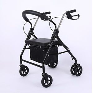 Walker <b>Rollator</b> Aluminum Alloy Four Wheel Foldable With Seat And Basket For Elderly Mobility Aid - Product Image 2
